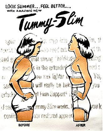 Monotype print of Tummy Slim