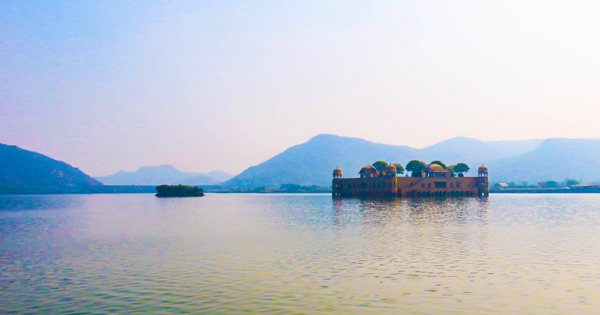 photograph of Lake Palace, Jaipur on Indian cotton