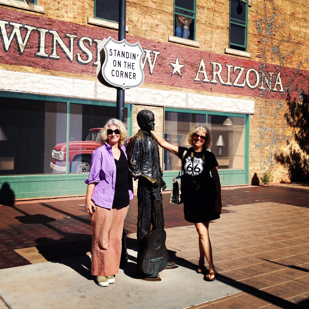 photograph of Jen Dragon and Mary Anne Erickson in Winslow, Arizona