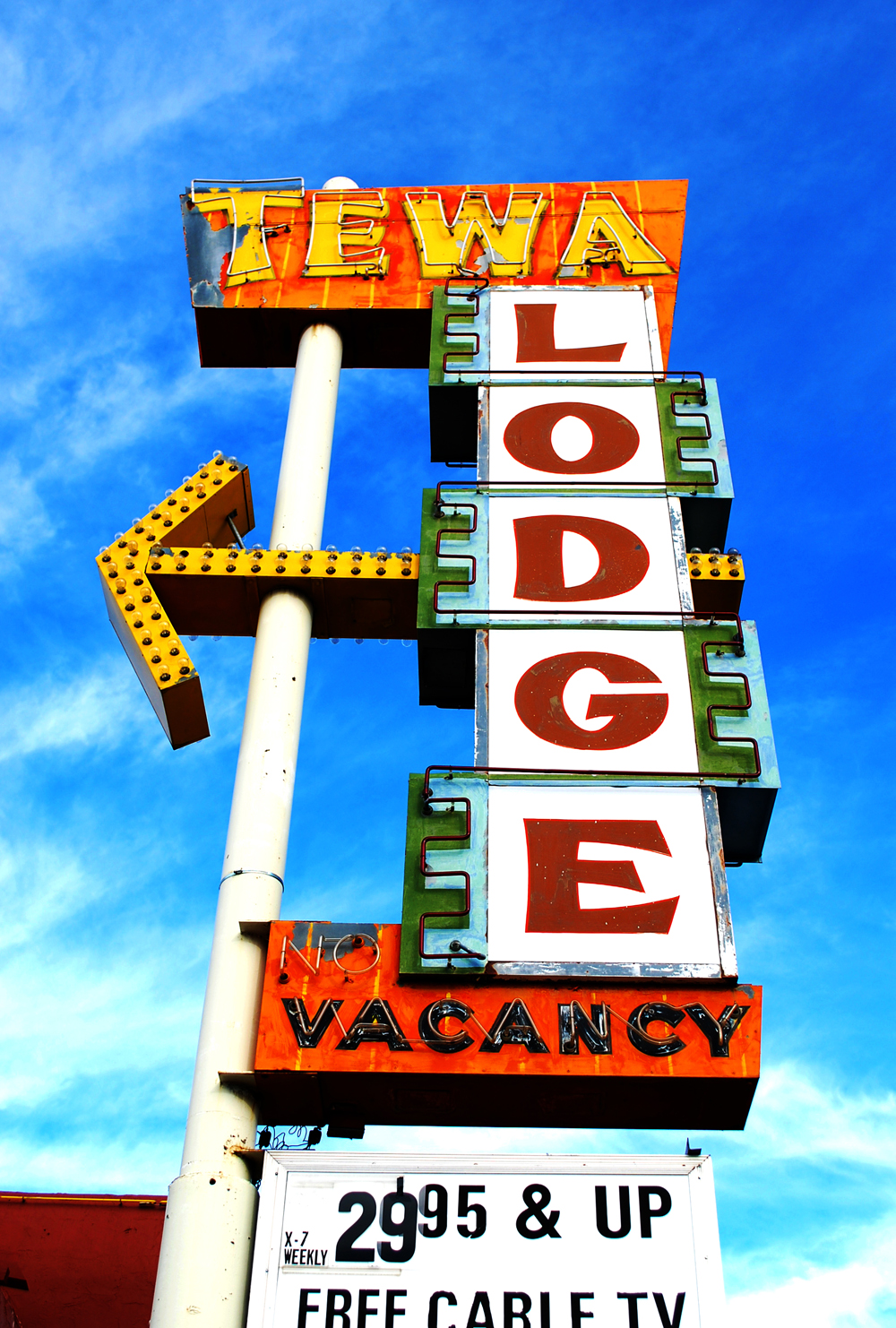 photograph of Tewa Lodge neon sign