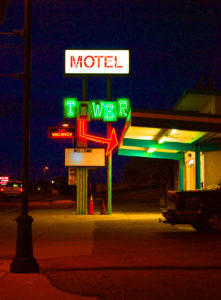 photograph of Tower Motel neon sign