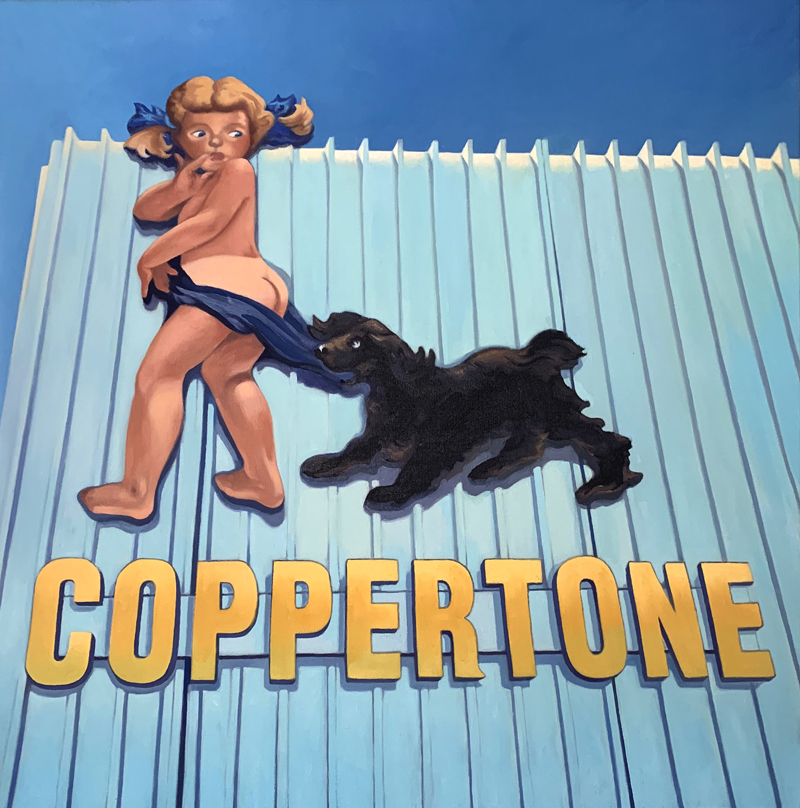Painting of the large Coppertone billboard in Miami